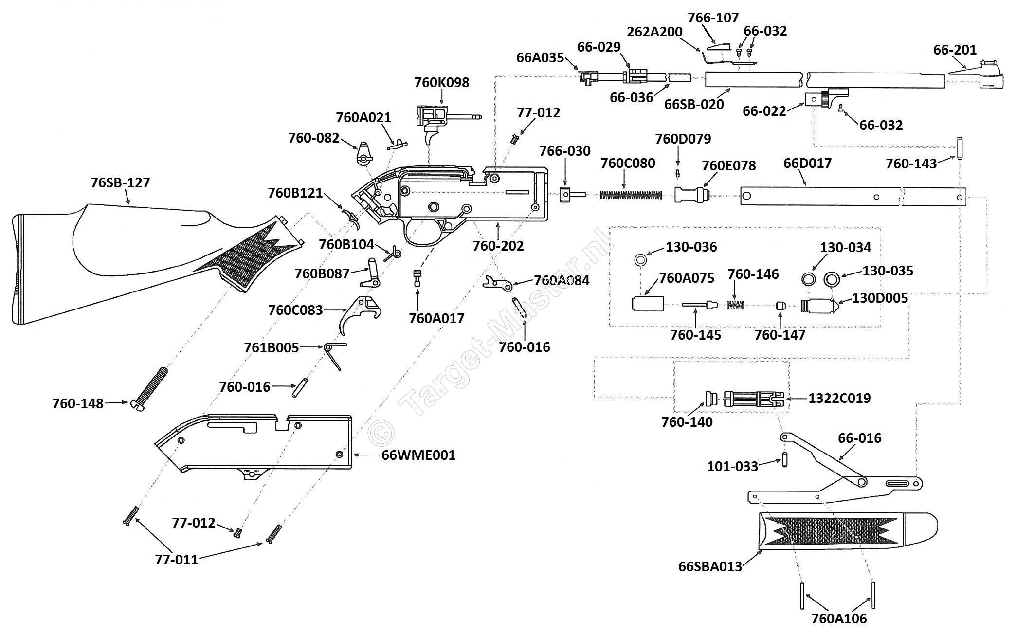 664SB, Parts Drawing Crosman Powermaster 664SB